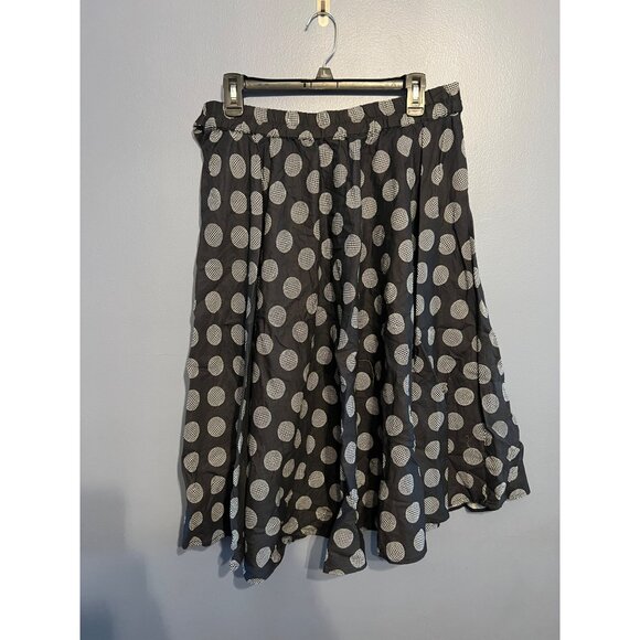 NWT Flint & Moss Skirt Sz Med Flared‎ A-Line With Tie Black & White Polka Dots - Picture 3 of 7